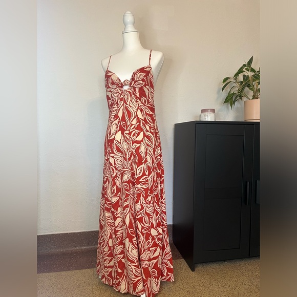 NWOT - Mango Tropical Print Cutout Midi Dress - Picture 2 of 10